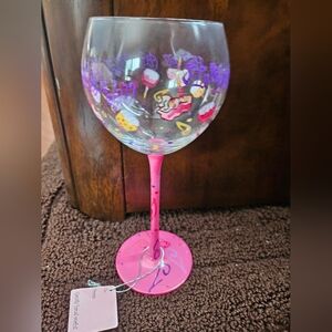 Happy Birthday Colorful Painted Wine Glass